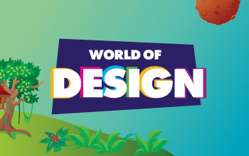 Crayola Imagine Arts Academy's World of design logo with an illustration of a tree on the bottom left.